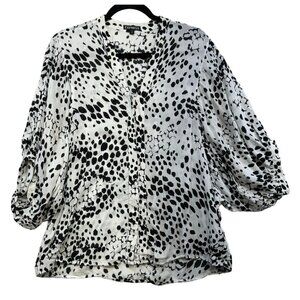 Express Womens Polka Dot Blouse Size M  Black & White
